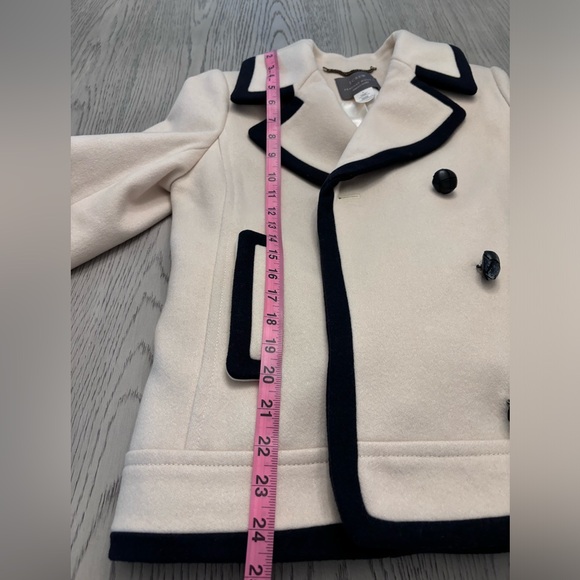 J Crew Cream & Navy Nello Gori Wool Peacoat Size 6 - Picture 10 of 10